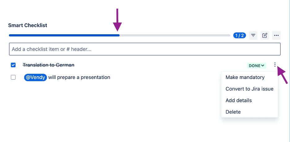 Working with smart Checklist